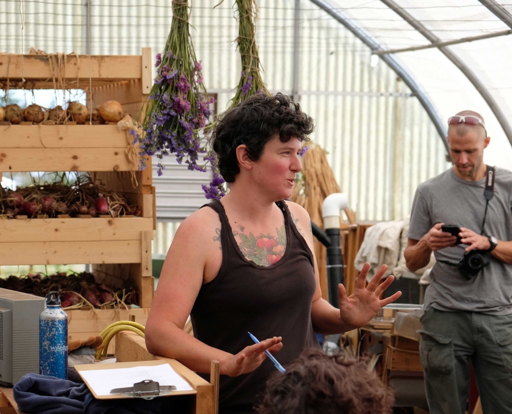 Mel Sylvestre teaching about seeds at UBC Farm. 