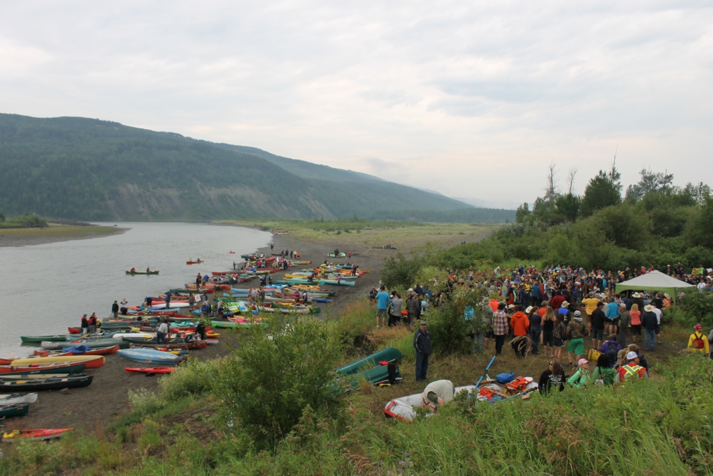 Canoes along the Peace River in the fertile Peace River Valley